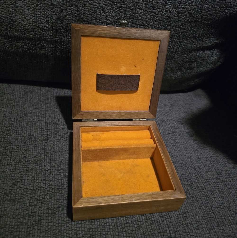 London Leather | Vintage Wooden Box W/ Orange Interior